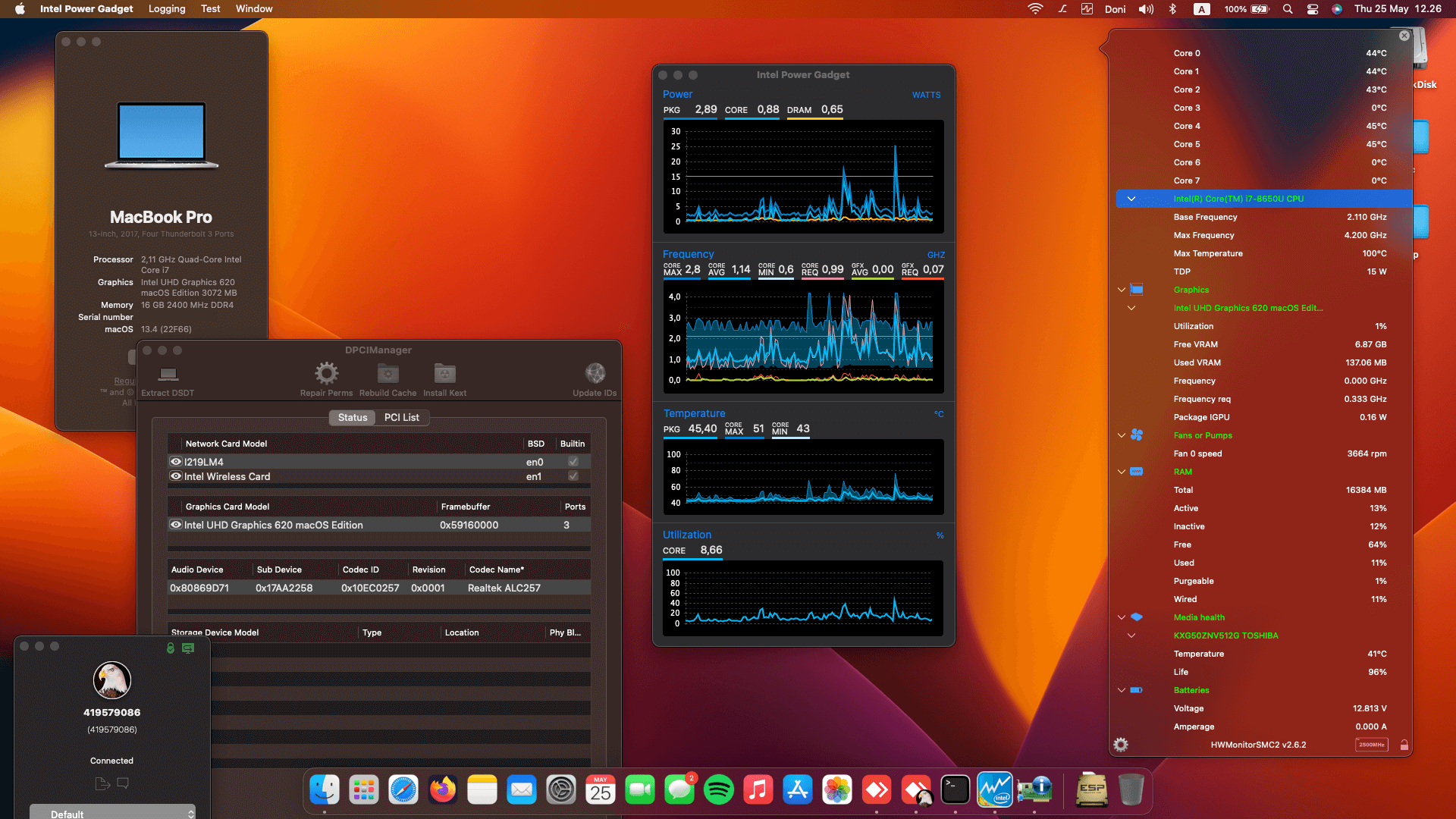 Success Hackintosh macOS Ventura 13.4 Build 22F66 in Lenovo Thinkpad T480S
